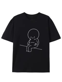 Short-Sleeve Shirt for Summer, Feeling Sad about Gaining Weight, Creatively Designed Round-Neck T-Shirt, Unisex Casual Tops