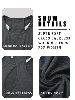 Super Soft Cross Backless Workout Tops for Women Racerback Tank Tops Open Back Running Muscle Tank Yoga Shirts