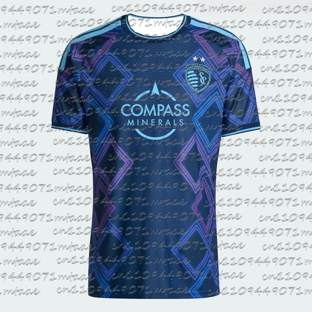 Sporting Kansas City 2025/26 Away Jersey Men's Soccer Shirt Sponsor Football Jersey Fan Navy Purple Blue Diamond Pattern Kit