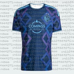 Sporting Kansas City 2025/26 Away Jersey Men's Soccer Shirt Sponsor Football Jersey Fan Navy Purple Blue Diamond Pattern Kit