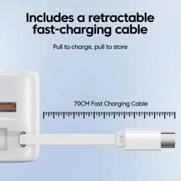 90w GaN Charger 30wUSB+Type-C 30w +30wType-C Retractable Wire Fast Charging Phone Adapter For iPhone 15-17 Xiaomi Samsung Huawei