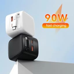 90w GaN Charger 30wUSB+Type-C 30w +30wType-C Retractable Wire Fast Charging Phone Adapter For iPhone 15-17 Xiaomi Samsung Huawei