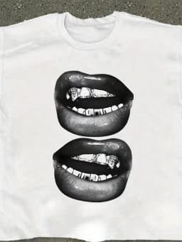 Lip Pattern Printed T-shirt Men Women Unisex Casual and Trendy,Oversize Casual T-shirt Travel Daily Streetwear Hip Hop Vintage