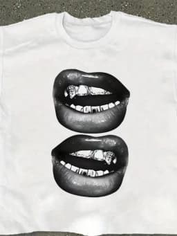Lip Pattern Printed T-shirt Men Women Unisex Casual and Trendy,Oversize Casual T-shirt Travel Daily Streetwear Hip Hop Vintage