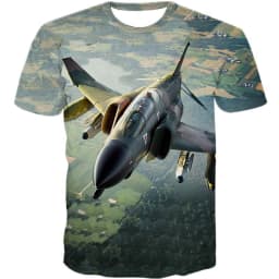 Cool 3D Printed Fighter Aircraft T-shirt Men's Summer Airplane Fans Casual Sports Fitness Tees Tops Short Sleeves T Shirts