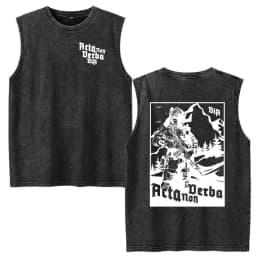 Stay Violent Brothers in Arms Skeleton Vintage Acid Washed Tank Tops T Shirt Men Clothing Casual Oversized Sleeveless Vest Tees