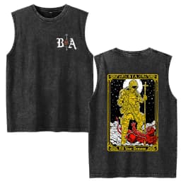 Stay Violent Brothers in Arms Skeleton Vintage Acid Washed Tank Tops T Shirt Men Clothing Casual Oversized Sleeveless Vest Tees