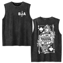 Stay Violent Brothers in Arms Skeleton Vintage Acid Washed Tank Tops T Shirt Men Clothing Casual Oversized Sleeveless Vest Tees