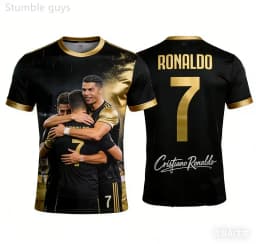 Men's Ronaldo T-shirt Quick Dry Breathable Outdoor Summer Street Sport Football Jersey Kids Boys Clothes