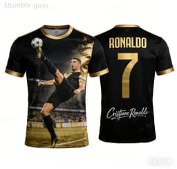 Men's Ronaldo T-shirt Quick Dry Breathable Outdoor Summer Street Sport Football Jersey Kids Boys Clothes