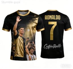 Men's Ronaldo T-shirt Quick Dry Breathable Outdoor Summer Street Sport Football Jersey Kids Boys Clothes