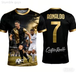Men's Ronaldo T-shirt Quick Dry Breathable Outdoor Summer Street Sport Football Jersey Kids Boys Clothes