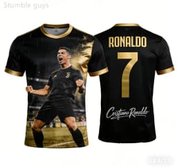 Men's Ronaldo T-shirt Quick Dry Breathable Outdoor Summer Street Sport Football Jersey Kids Boys Clothes