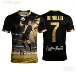 Men's Ronaldo T-shirt Quick Dry Breathable Outdoor Summer Street Sport Football Jersey Kids Boys Clothes