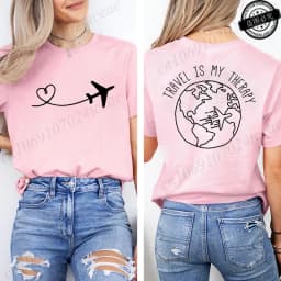 Travel Is My Therapy Printed T-Shirt for Women,travel Graphic Tee Shirts, Summer Short Sleeve Tops,summer Fashion Tee T-Shirts