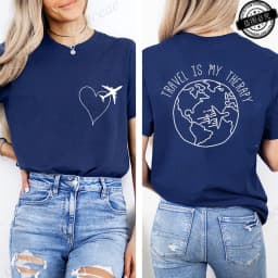 Travel Is My Therapy Printed T-Shirt for Women,travel Graphic Tee Shirts, Summer Short Sleeve Tops,summer Fashion Tee T-Shirts