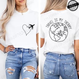 Travel Is My Therapy Printed T-Shirt for Women,travel Graphic Tee Shirts, Summer Short Sleeve Tops,summer Fashion Tee T-Shirts