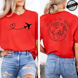 Travel Is My Therapy Printed T-Shirt for Women,travel Graphic Tee Shirts, Summer Short Sleeve Tops,summer Fashion Tee T-Shirts