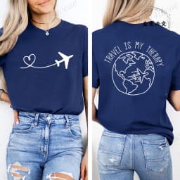 Travel Is My Therapy Printed T-Shirt for Women,travel Graphic Tee Shirts, Summer Short Sleeve Tops,summer Fashion Tee T-Shirts