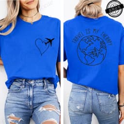 Travel Is My Therapy Printed T-Shirt for Women,travel Graphic Tee Shirts, Summer Short Sleeve Tops,summer Fashion Tee T-Shirts