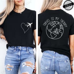 Travel Is My Therapy Printed T-Shirt for Women,travel Graphic Tee Shirts, Summer Short Sleeve Tops,summer Fashion Tee T-Shirts