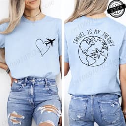 Travel Is My Therapy Printed T-Shirt for Women,travel Graphic Tee Shirts, Summer Short Sleeve Tops,summer Fashion Tee T-Shirts