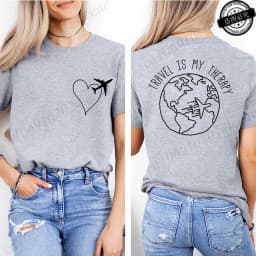 Travel Is My Therapy Printed T-Shirt for Women,travel Graphic Tee Shirts, Summer Short Sleeve Tops,summer Fashion Tee T-Shirts