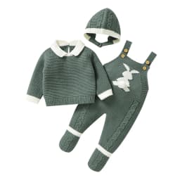 Baby Clothes Sets Winter Warm Knit 3pcs Infant Girls Sweaters Pullovers+Rompers+Hats Outfits Sets Autumn Toddler Boys Suits 0-9m