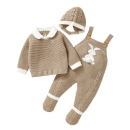 Baby Clothes Sets Winter Warm Knit 3pcs Infant Girls Sweaters Pullovers+Rompers+Hats Outfits Sets Autumn Toddler Boys Suits 0-9m