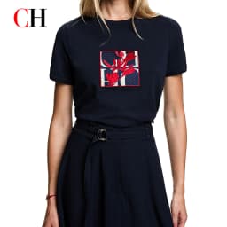 CH Summer Fashion Versatile Slim Fit T-shirt High Quality Selected Product 2026 New Embroidered Versatile Women's Trendy Top
