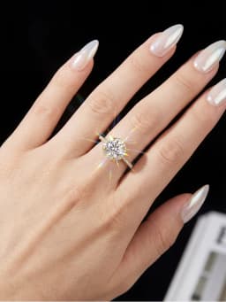 1CT Round Shape Certified Moissanite Diamond Round Engagement Rings For Women Gift Anniversary High Quality Luxury Jewelry