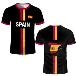 2026 New Spain Flag Print Sports T-shirt Summer Outdoor Sports Breathable Jersey Men's And Women's Soccer Training Crew Neck Top