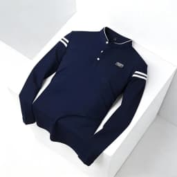 Men Stand Collar Long Sleeve Polo Shirt Stripe Accent Soft Breathable For Business Work And Life