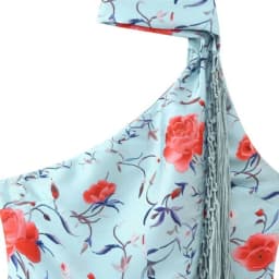 2026 Women Satin Floral Print Halter Neck Dress Fringe Trim Asymmetrical Hem Party Maxi Dress for Beach Vacation
