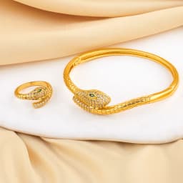 Exquisite Classic Pattern Stainless Steel Gold Color Snake Opening Zirconia Bracelet Women's Jewelry Accessories Summer Gift