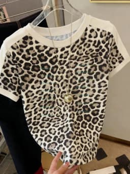 2026 Summer Womens Short Sleeve American Classic Leopard T-Shirt Girl Round Neck Tee Outdoor Sports Plus-Size Women's Clothing
