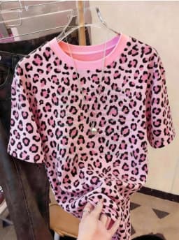 2026 Summer Womens Short Sleeve American Classic Leopard T-Shirt Girl Round Neck Tee Outdoor Sports Plus-Size Women's Clothing