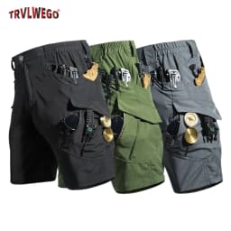 Summer Lightweight Men's Sportswear Shorts Casual Running Multi-pocket Training Jogging Bottoms Breathable Elastic Sport Pants