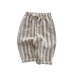 K230124 Unisex Baby Boys Girls Elastic Waist Striped Casual Pants Korean Style Infant Toddler Summer Trousers