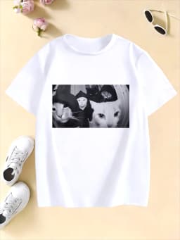 Streetwear Cat Print T Shirts Hip Hop Design Cat Women's T-shirt 2026 Summer New Spring Casual Y2k Tee Lady Short Sleeve Tops