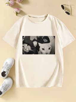 Streetwear Cat Print T Shirts Hip Hop Design Cat Women's T-shirt 2026 Summer New Spring Casual Y2k Tee Lady Short Sleeve Tops