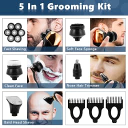 7 Head 5-in-1 Electric Shaver for Men, LCD Display 4D Floating Bald Head Razor, Rechargeable Waterproof Wet/Dry Grooming Kit