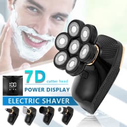7 Head 5-in-1 Electric Shaver for Men, LCD Display 4D Floating Bald Head Razor, Rechargeable Waterproof Wet/Dry Grooming Kit