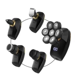 7 Head 5-in-1 Electric Shaver for Men, LCD Display 4D Floating Bald Head Razor, Rechargeable Waterproof Wet/Dry Grooming Kit