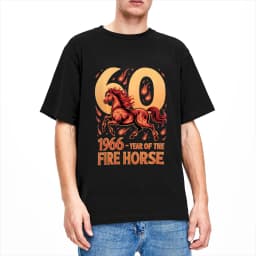 1966 Fire Horse 60th Birthday in 2026 Horse LoverT-Shirt Beach Trending T Shirts Men's 100 Cotton Round Neck Oversize Top Tees