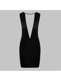 2026 Summer New Black Mesh Deep V Sleeveless Dress for Women, Slim Fit, Hip hugging, Perspective, Spicy and Sexy Personality ins