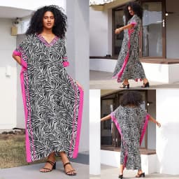 Kaftan Dresses for Women V-Neck Print Swimsuit Cover Up Plus Size Beach Caftan Lounge Dress
