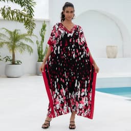 Kaftan Dresses for Women V-Neck Print Swimsuit Cover Up Plus Size Beach Caftan Lounge Dress