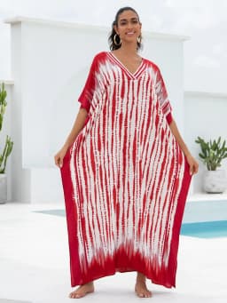 Kaftan Dresses for Women V-Neck Print Swimsuit Cover Up Plus Size Beach Caftan Lounge Dress