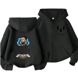 Messi Children's Hoodie Long Sleeve Zippered Hood Sportswear for Baby Boys 3-14 Years Old Spring Fall Football Jacket.